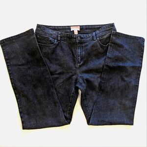 Chico's Black Straight Leg Jeans Size 2 Cotton Blend 31.5" Inseam
